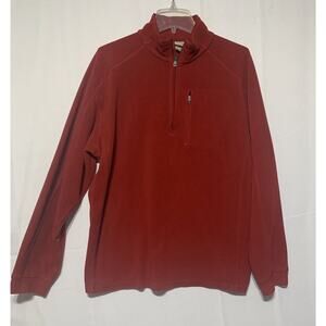 LL Bean Sweatshirt Men L Reg Red Fleece Pullover 1/4 Zip Hiking Pocket Y2K